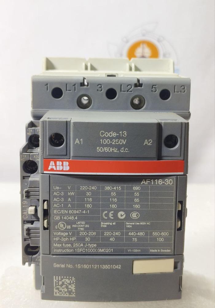 ABB AF116-30 100-250V DC 160A 3POLE MAGNETIC CONTACTOR WITH AUX.CAL19-11 AF11630