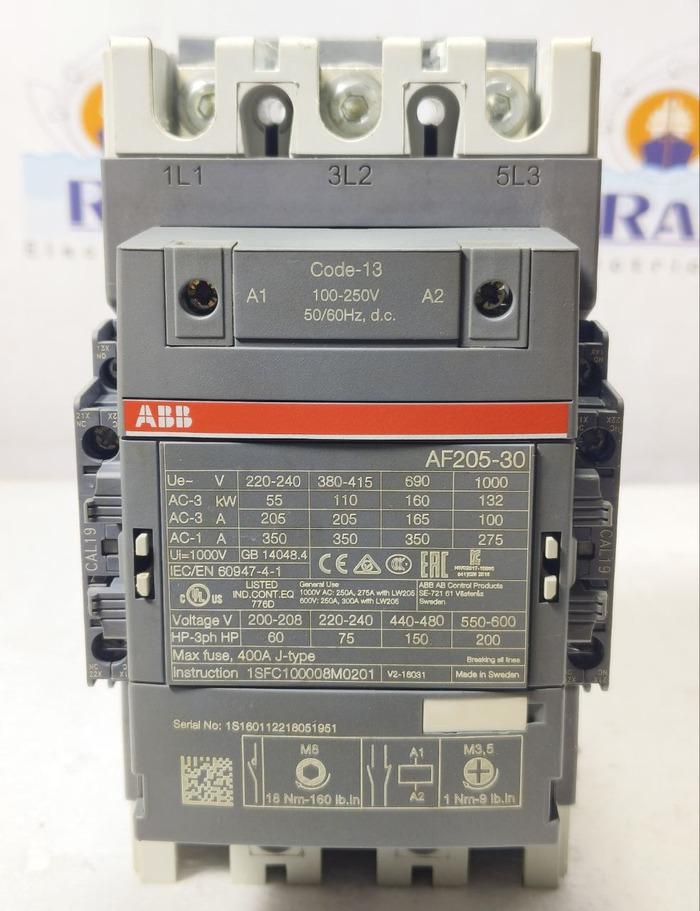 ABB AF205-30 3POLE 100-250VDC 50/60Hz MAGNETIC CONTACTOR AF20530 