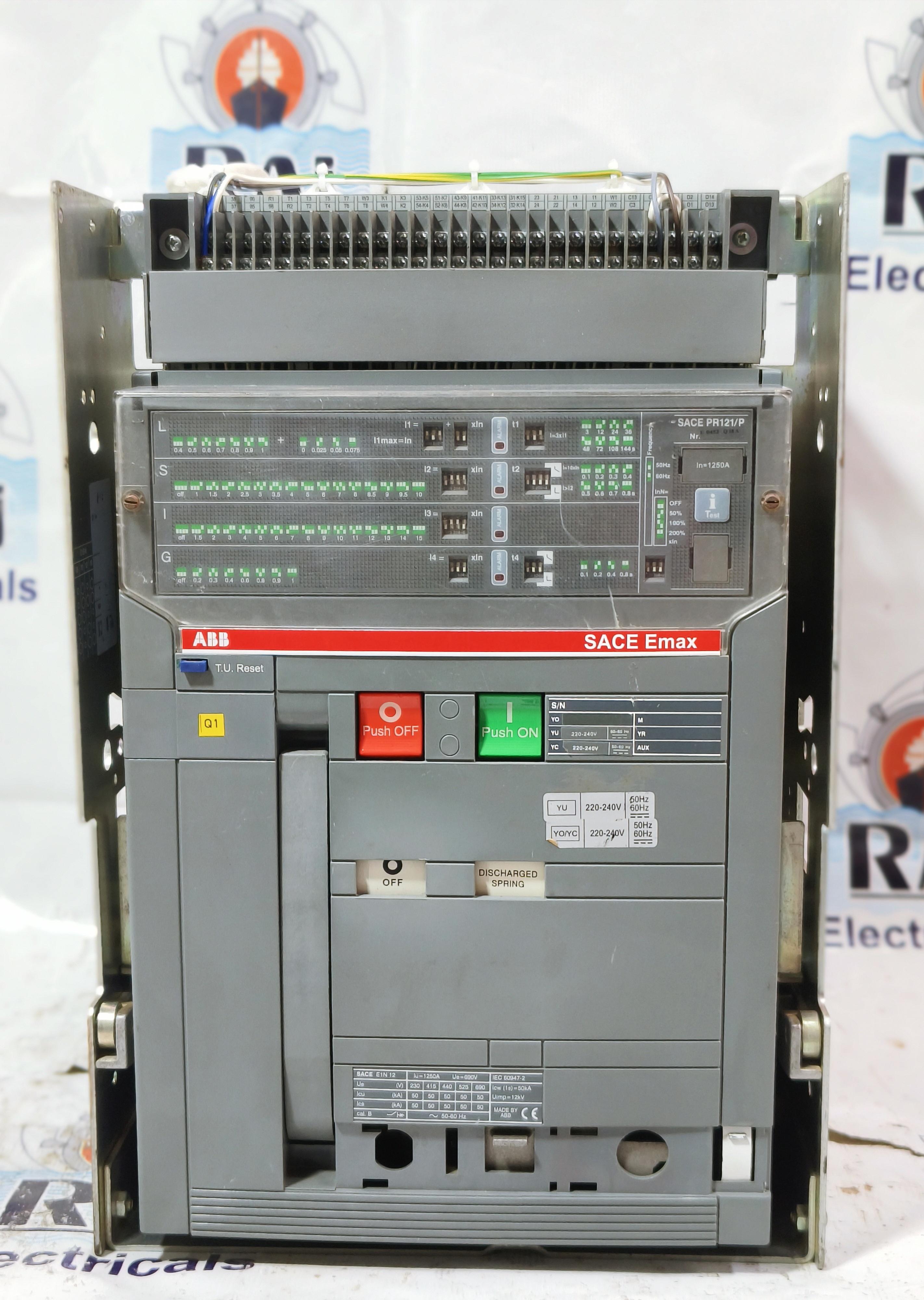 ABB SACE E1N 12 PR121/P AIR CIRCUIT BREAKER 1250A 3POLE 220-240V 50kA AT 690V