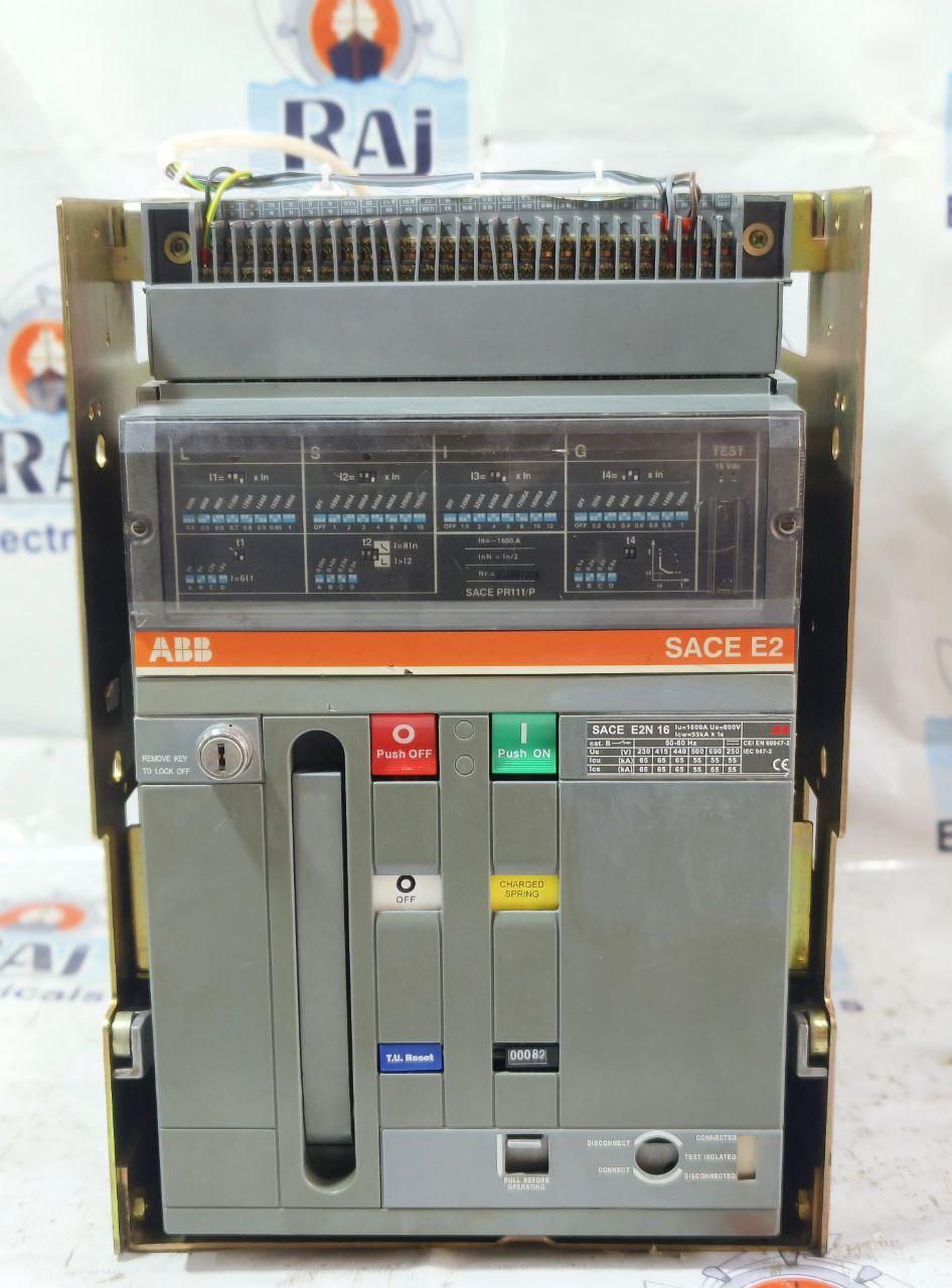 ABB SACE E2N 16 1600A 3POLE AIR CIRCUIT BREAKER SACE PR111/P 55kA AT 690V E2N16