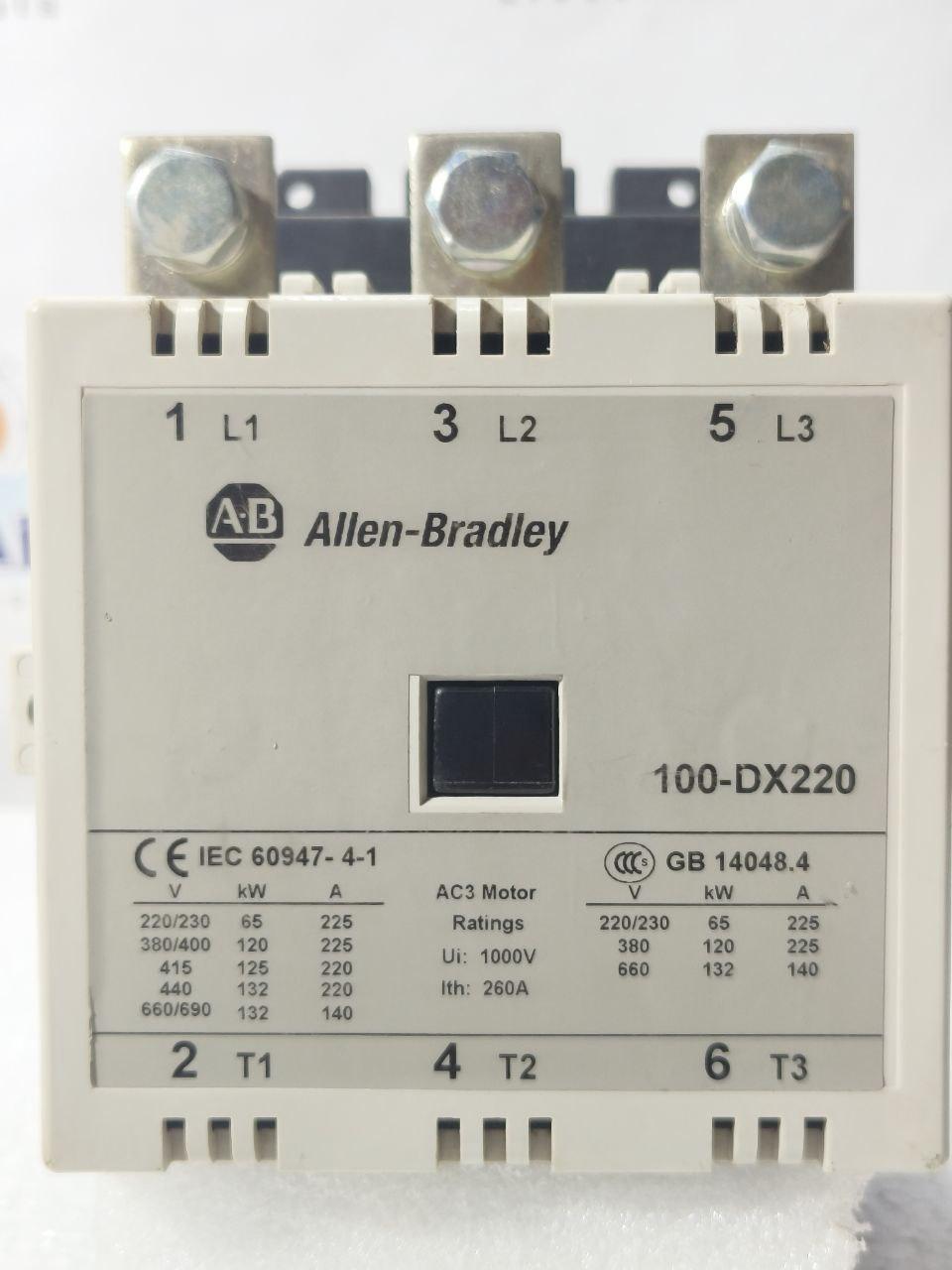 ALLEN BRADLEY 100-DX220KD22 CONTACTOR 3 POLE 260A COIL VOLTAGE 110V 50/60HZ