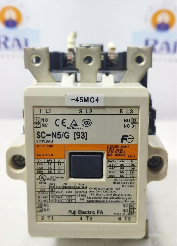 FUJI ELECTRIC SC-N5/G [93] 3POLE 24V DC MAGNETIC CONTACTOR SCN5G93 AUX.SZ-Z41