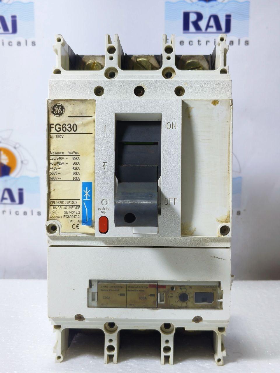 GE FG630 630A CIRCUIT BREAKER MCCB 3POLE SMR1 10kA at 690V