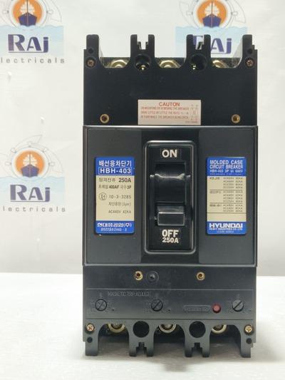 HYUNDAI HBH-403, 250 A CIRCUIT BREAKER 400AF AC440V 42KA MCCB 3 POLE