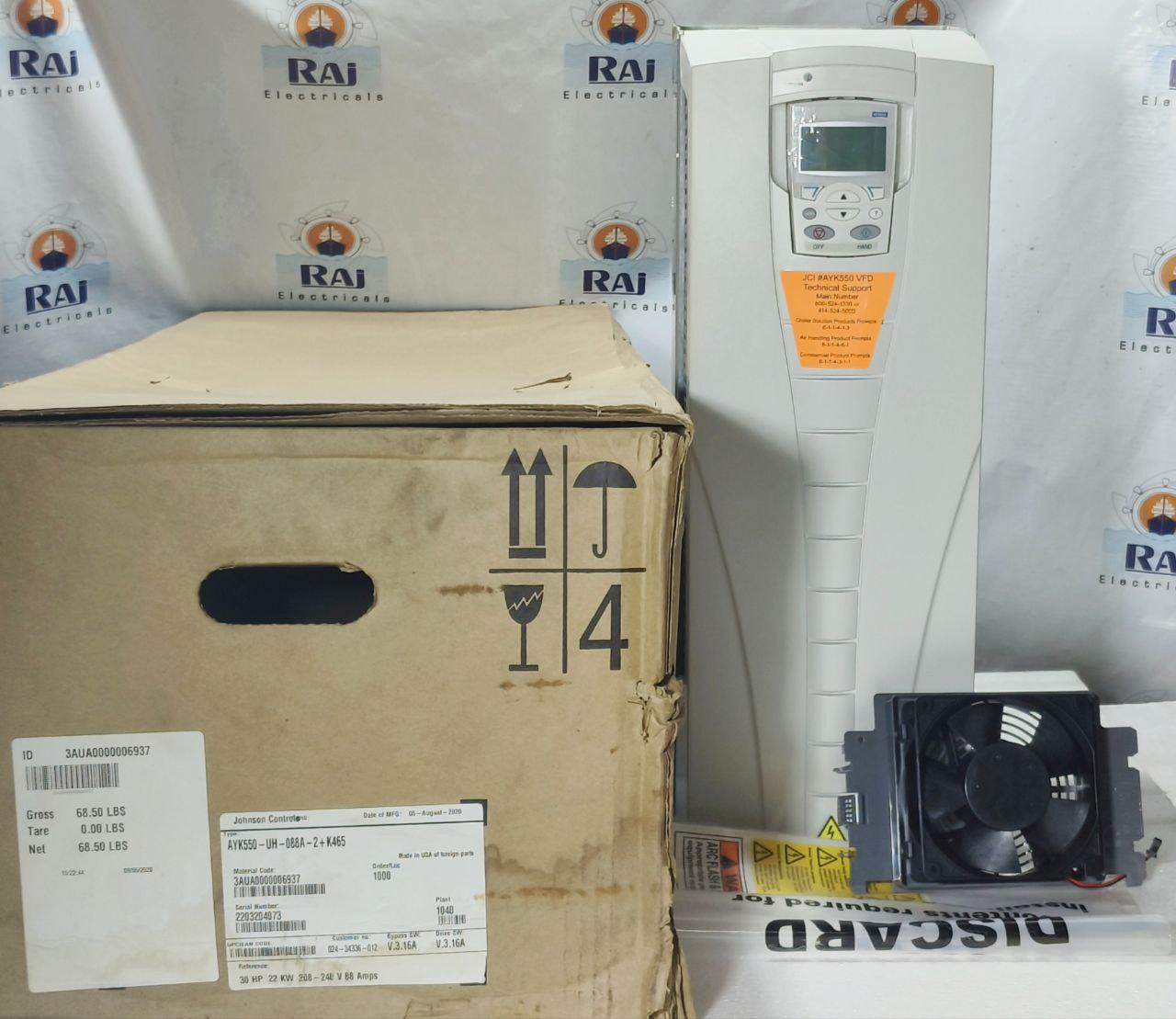 JOHNSON CONTROLS AYK550-UH-088A-2+K465 22KW 3 PH 240VAC VARIABLE FREQUENCY DRIVE