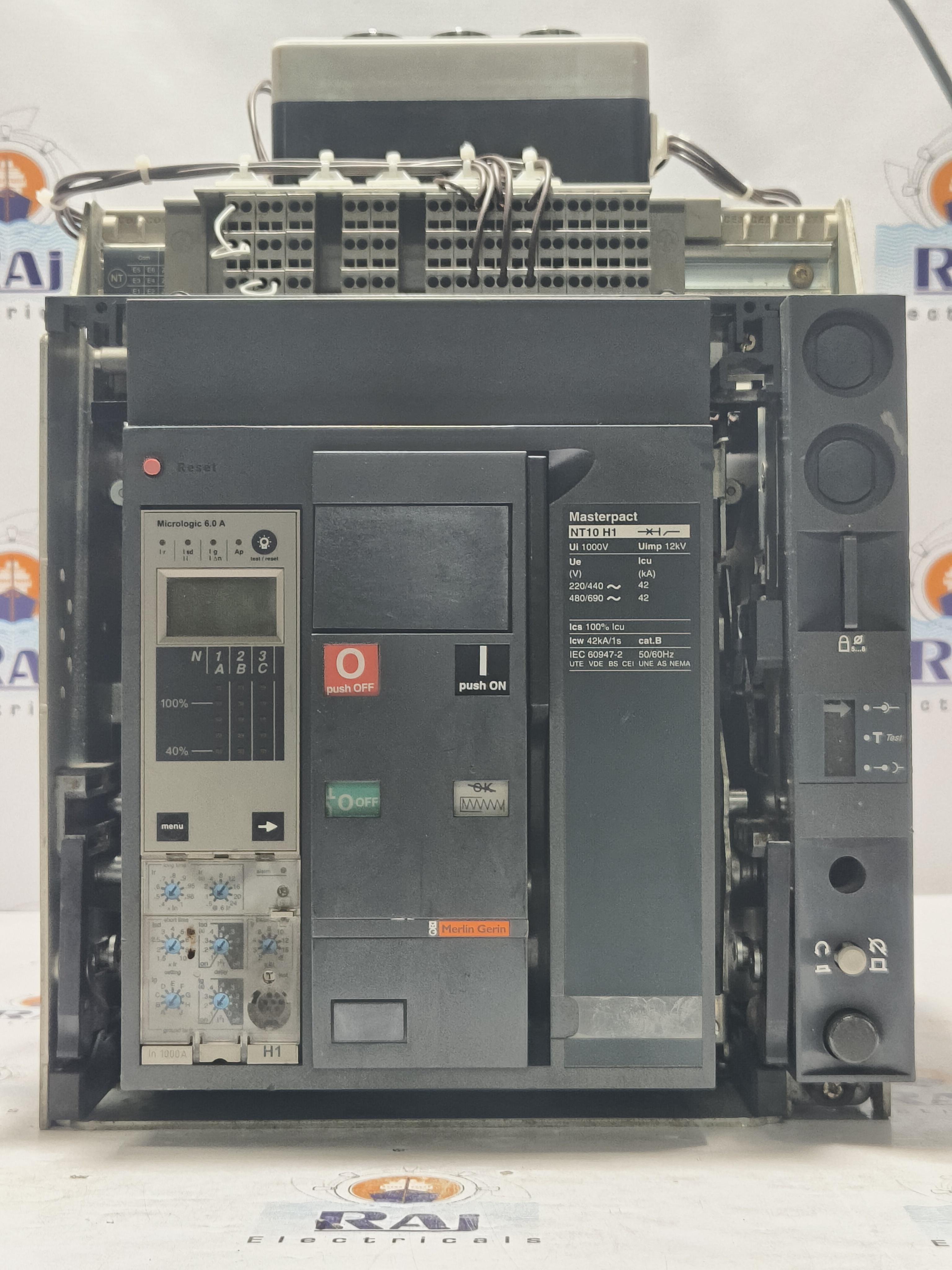 MERLIN GERIN NT10 H1 ACB AIR CIRCUIT BREAKER 1000 AMP 3-POLE 42kA AT 480-690V NT10H1