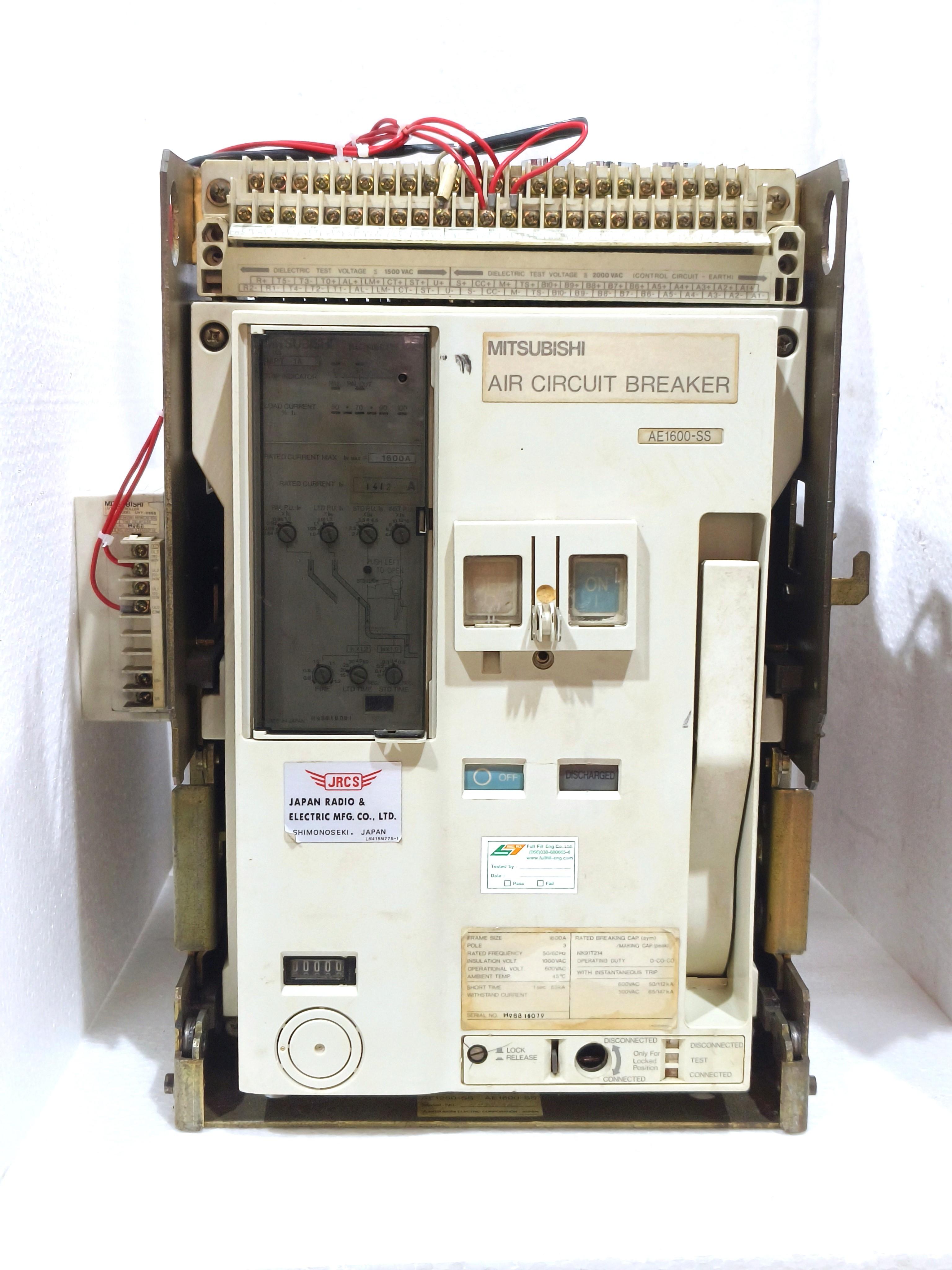MITSUBISHI AE1600-SS 3-POLE AIR CIRCUIT BREAKER ACB 1600 AMP. AE1600SS