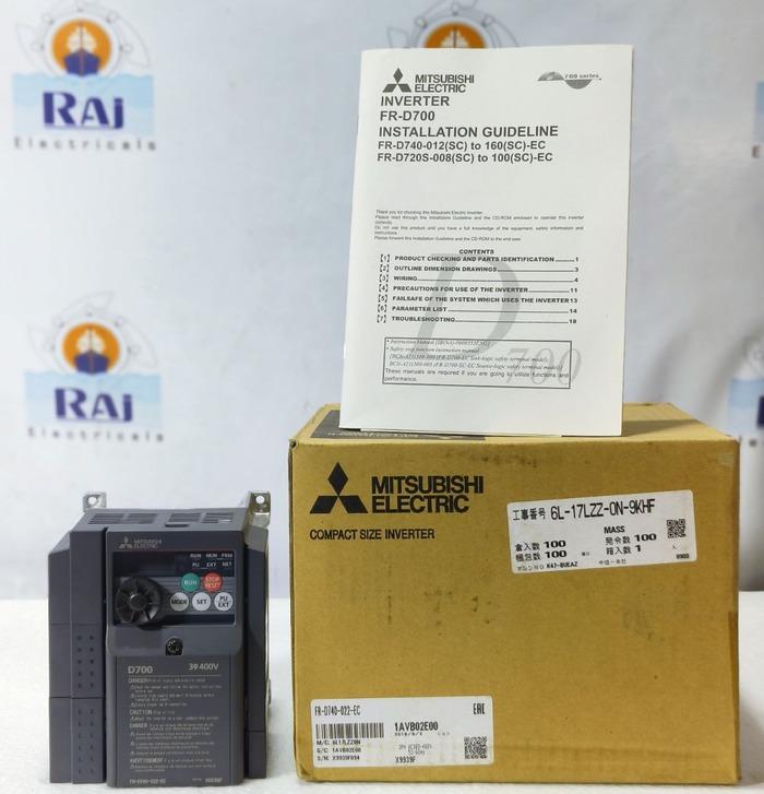 MITSUBISHI D700 FR-D740-022-EC INVERTER DRIVE 3PHASE 380-480VAC 2.2A FRD740022EC