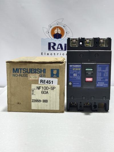 MITSUBISHI NF100-SP 60 Amp. NO-FUSE BREAKER MCCB 3 POLE