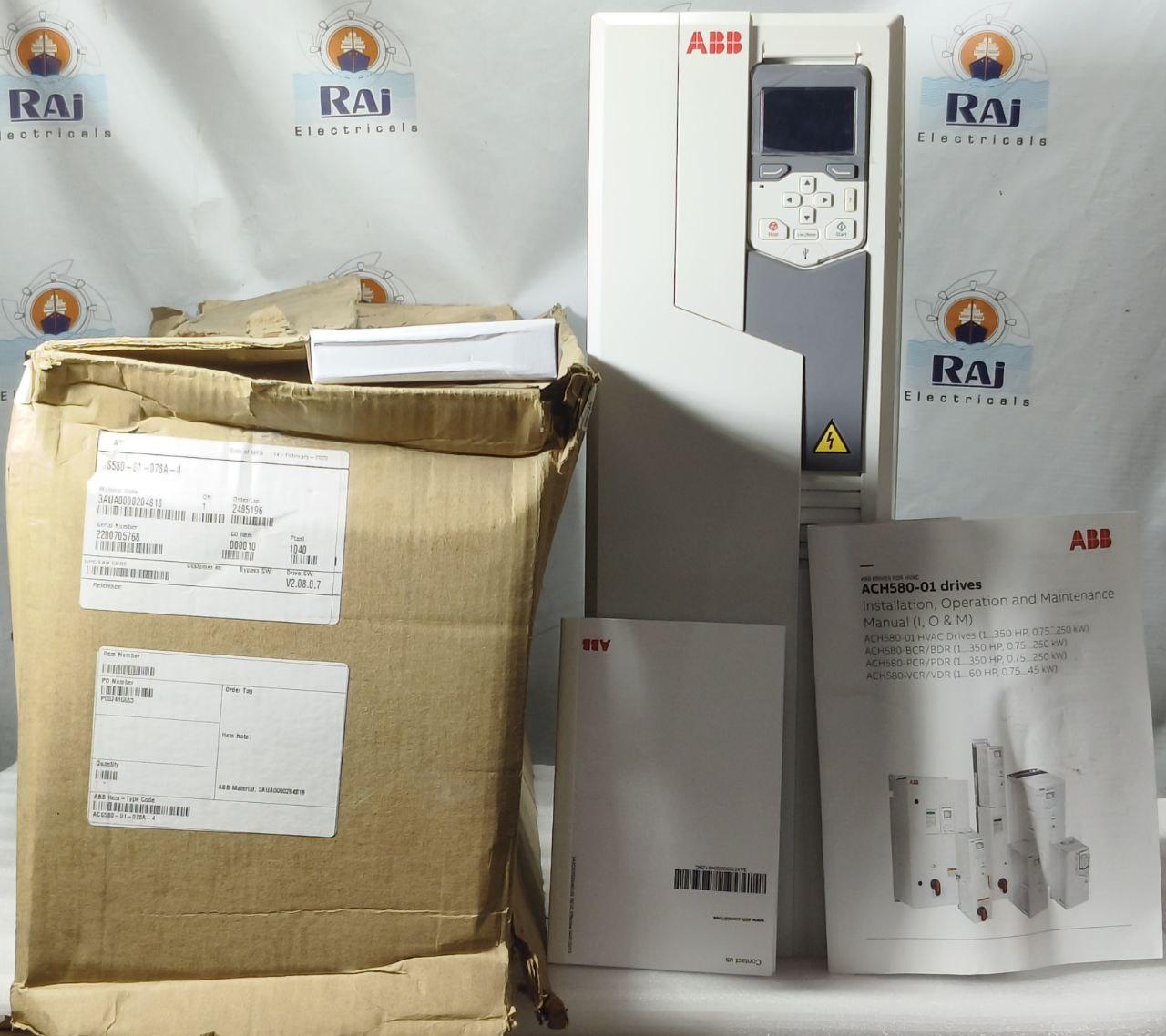 NEW | ABB ACS580-01-078A-4 45KW / 60HP 77A 400-480 VAC VARIABLE FREQUENCY DRIVE