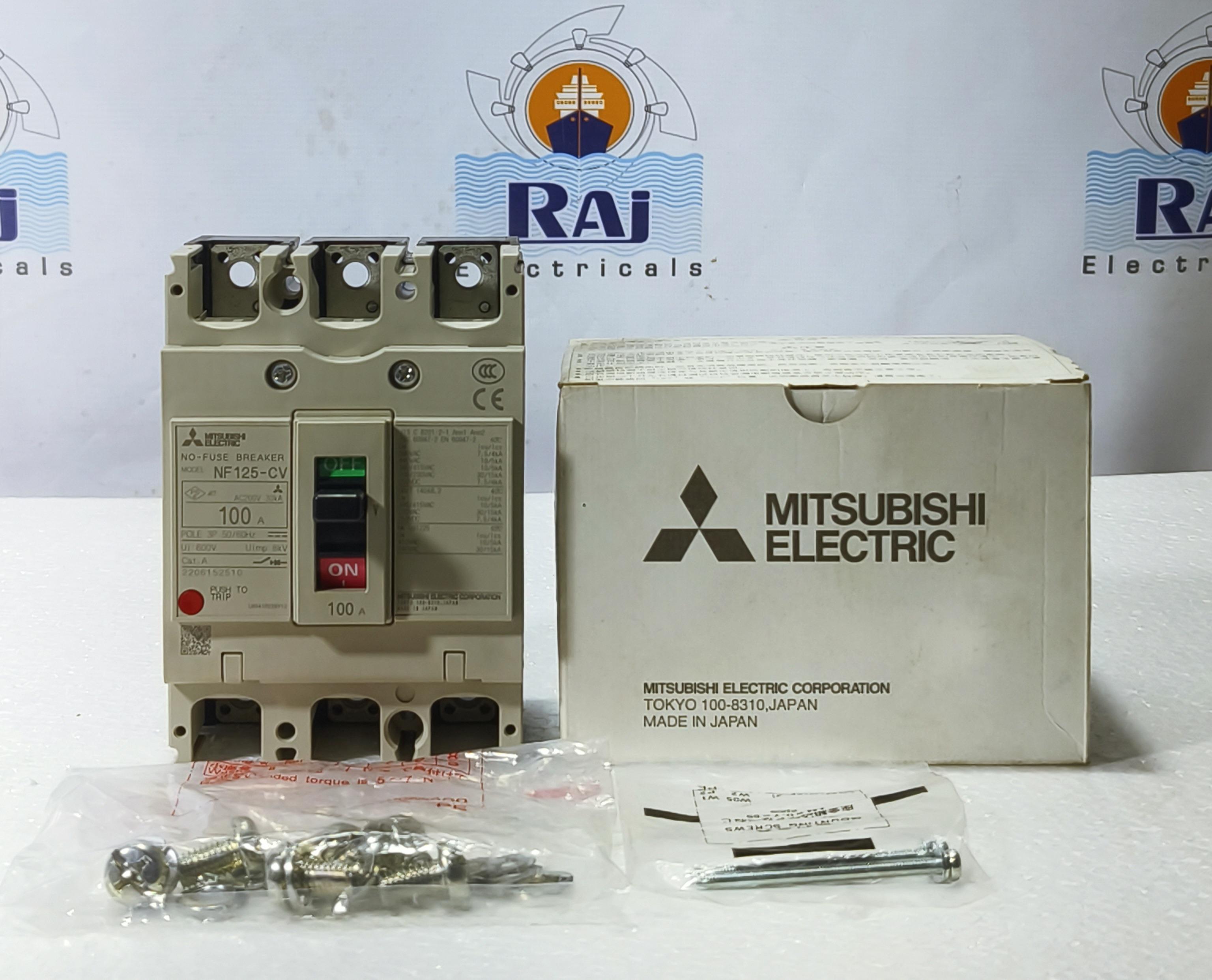 NEW MITSUBISHI NF125-CV 100A 3POLE 200VAC NO-FUSE CIRCUIT BREAKER FREE