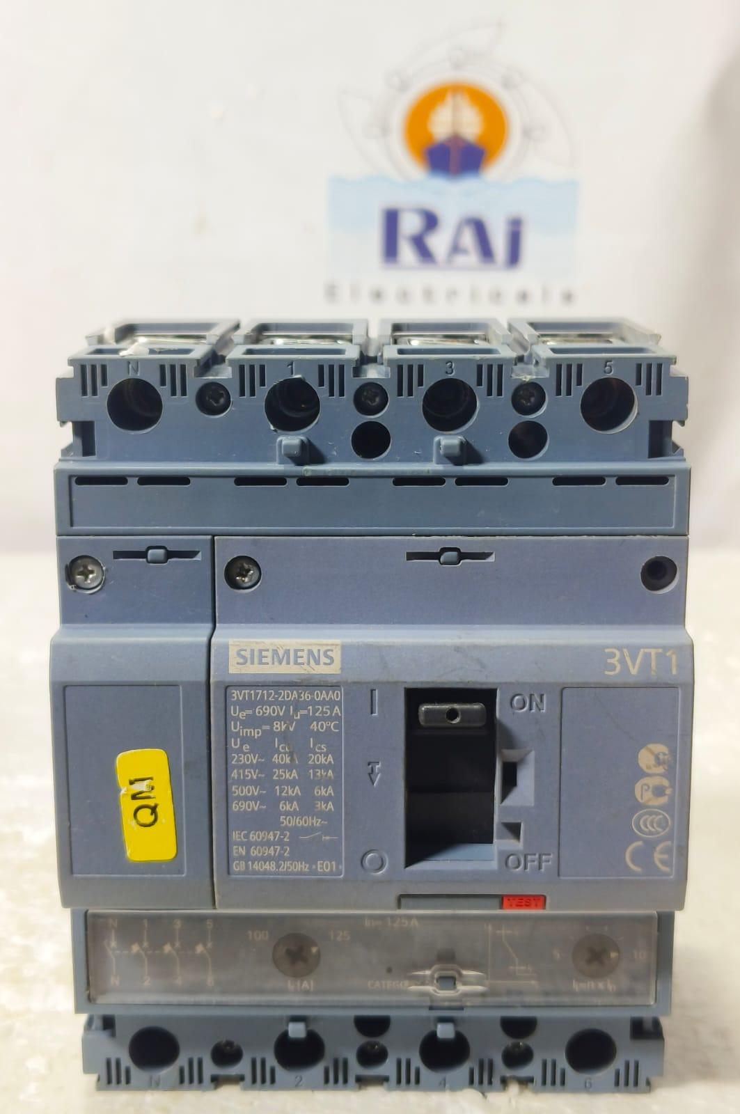SIEMENS 3VT1712-2DA36-0AA0 125 AMP CIRCUIT BREAKER MCCB 4 POLE