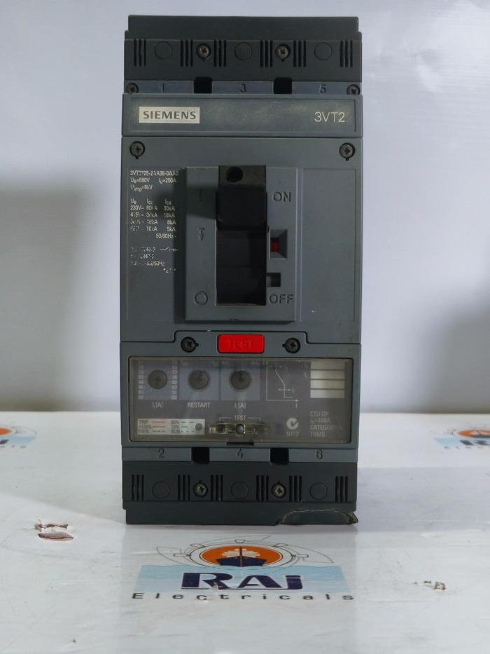 SIEMENS 3VT2 circuit breaker 3VT2 100 Amps Icu=36kA 415V AC 3-pole