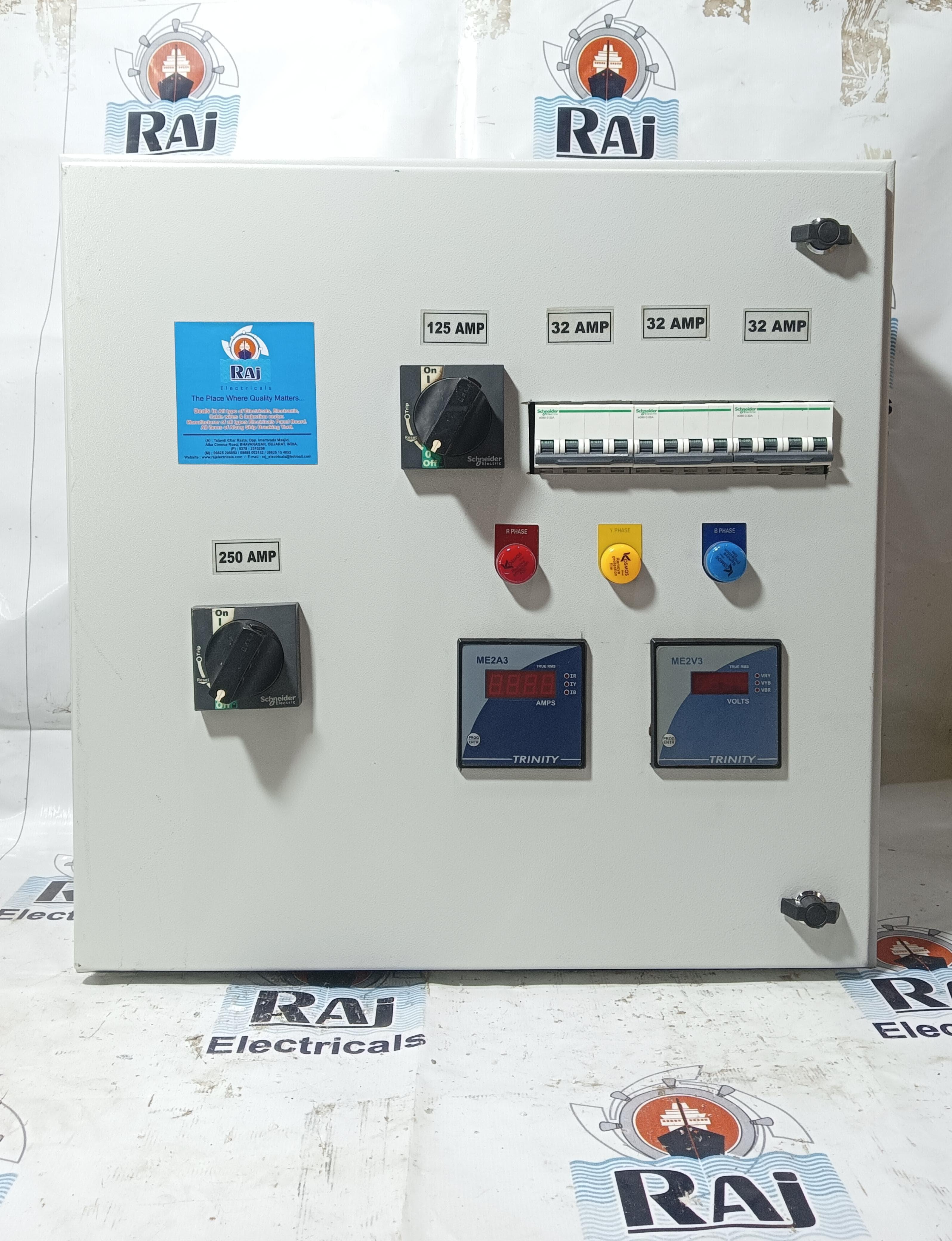 STAR DELTA STARTER PANEL BOX WITH MCCB WITH ROTARY HANDLE AND DIGITAL AMP AND VOLT METER