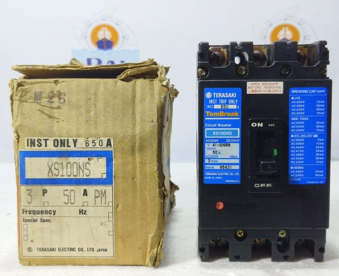 TERASAKI TEMBREAK XS100NS 50A 3POLE AC600V DC250V CIRCUIT BREAKER MCCB